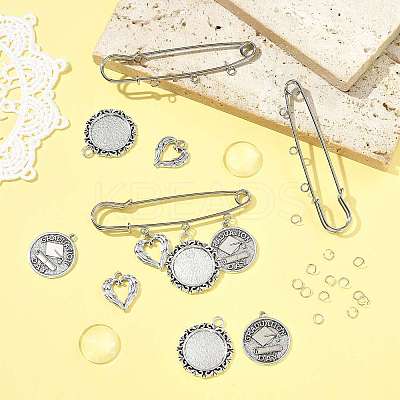 DIY Flat Round Alloy Commemorative Photo Pendants Making Kits DIY-FS0009-23-1