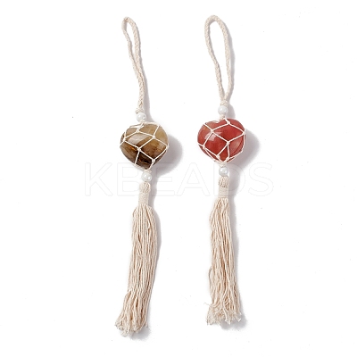 Synthetic Watermelon Stone Glass Pendant Decorations HJEW-E579-01D-1