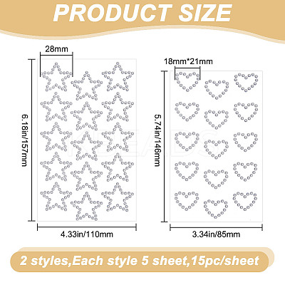 10 Sheets 2 Style Rhinestones Face Sticker FIND-GO0001-59-1