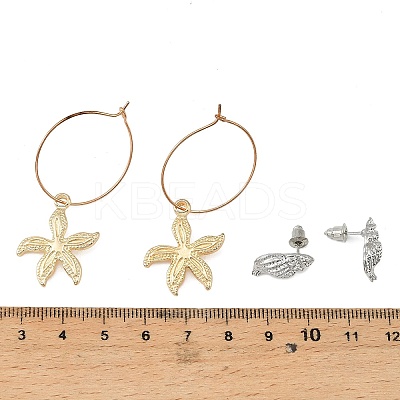 Marine Theme Alloy Stud Earring & Hoop Earring Sets EJEW-XCP0001-28-1