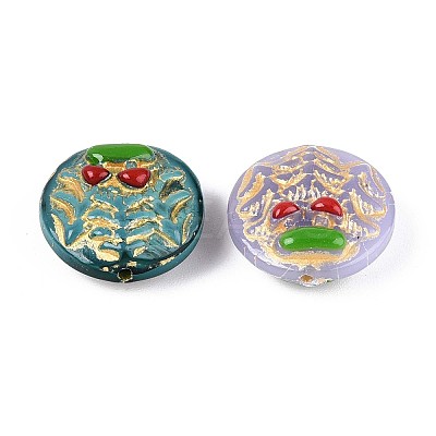 Flat Round with Mushroom Glass Beads GLAA-T025-62M-1