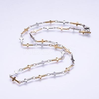 304 Stainless Steel Chain Necklaces STAS-P164-01GP-1