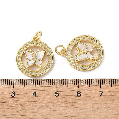 Brass Micro Pave Clear Cubic Zirconia Pendants KK-B083-37C-G-1