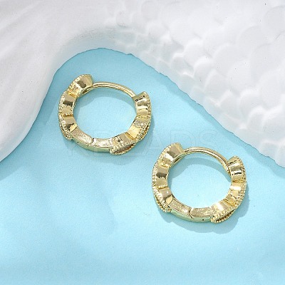 Brass Micro Pave Cubic Zirconia Huggie Hoop Earrings X-EJEW-K083-34G-B-1
