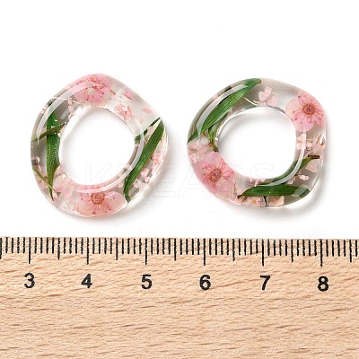 Inner Dried Flower Transparent Resin Ring Pendants LS-RESI-A043-07C-1