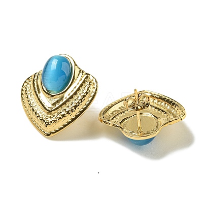 Cat Eye Stud Earrings EJEW-G400-60G-03-1