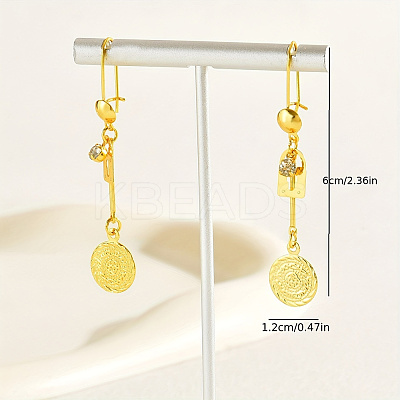 Fashionable Classic Flat Round Brass Tassel Hoop Earrings EH8796-1