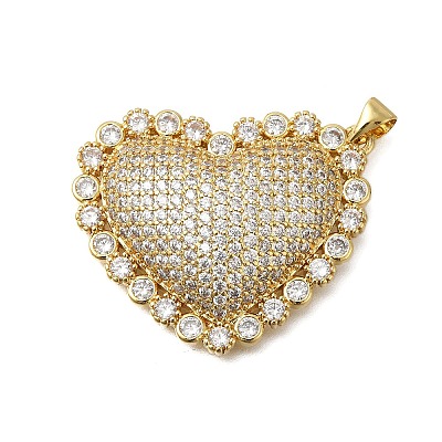 Rack Plating Brass Micro Pave Cubic Zirconia Pendants ZIRC-F142-06G-02-1
