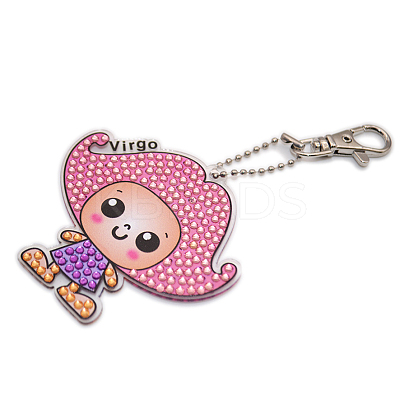 DIY Constellations Pattern Cartoon Keychain Diamond Painting Kits ZODI-PW0001-107F-1