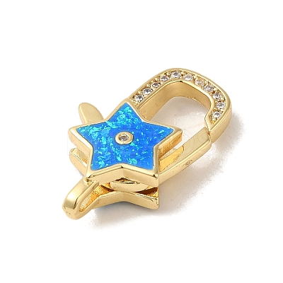 Rack Plating Brass Micro Pave Cubic Zirconia lobster Claw Clasps KK-P268-02G-03-1
