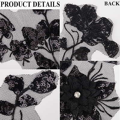 3D Flower Polyester Embroidery Sew on Appliques PATC-WH0012-33A-1
