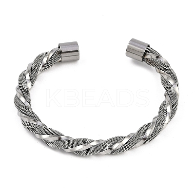 304 Stainless Steel Cuff Bangles for Women STAS-M023-18D-1
