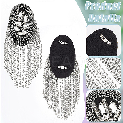 Fashion Iron Chain Tassel Epaulettes AJEW-WH0419-15P-1