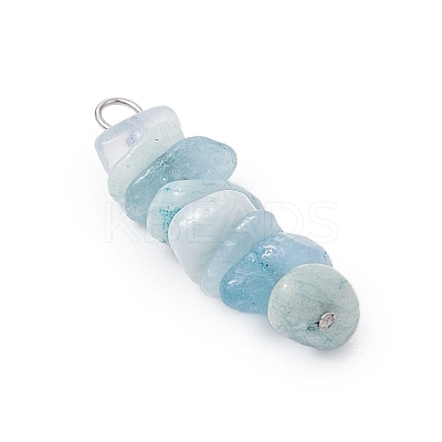 3Pcs Natural Aquamarine & Flower Amazonite & Synthetic Stone Chip Beaded Constellation Pendants PALLOY-JF03043-11-1