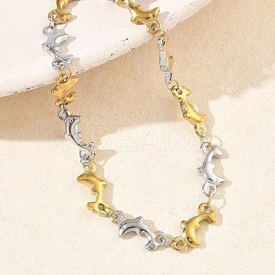 Women's 304 Stainless Steel Dolphin Link Chains Bracelets BJEW-G790-02GP-1
