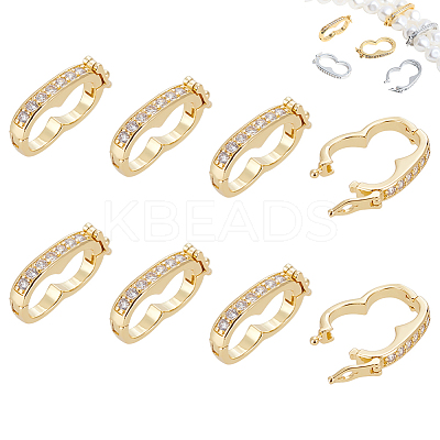 8Pcs Rack Plating Brass Micro Pave Clear Cubic Zirconia Twister Clasps ZIRC-WR0001-04G-1