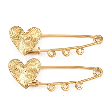 Radiant Heart 304 Stainless Steel Safety Pins Brooch Findings SA-CBA098D-15C-G03-1