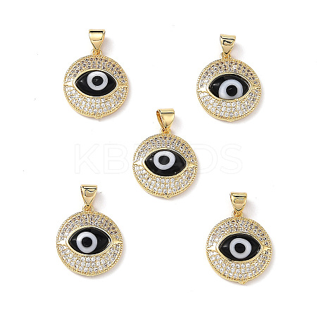 Real 18K Gold Plated Brass Clear Cubic Zirconia Pendants ZIRC-L102-12G-01-1