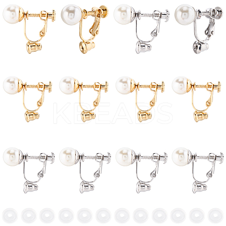 24Pcs 2 Colors 316 Surgical Stainless Steel Clip-on Earring Converters Findings STAS-SC0010-34A-1