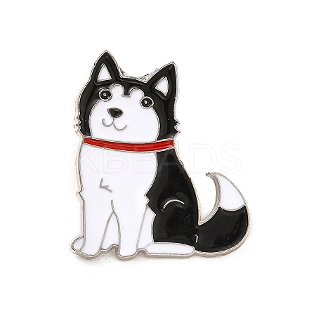 Dog Enamel Pin with Brass Butterfly Clutches JEWB-A006-01B-1