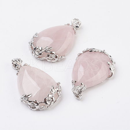 Valentine Gifts Idea for Guys Natural Rose Quartz Pendants G-Q689-10-1