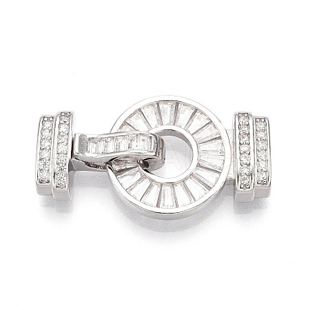 925 Sterling Silver Micro Pave Clear Cubic Zirconia Fold Over Clasps STER-T008-08P-1