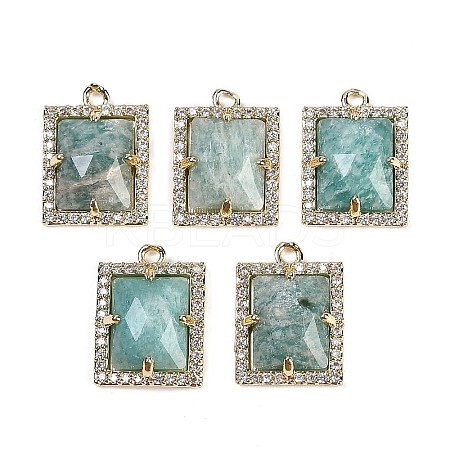 Natural Amazonite Faceted Rectangle Pendants G-I375-05G-07-1