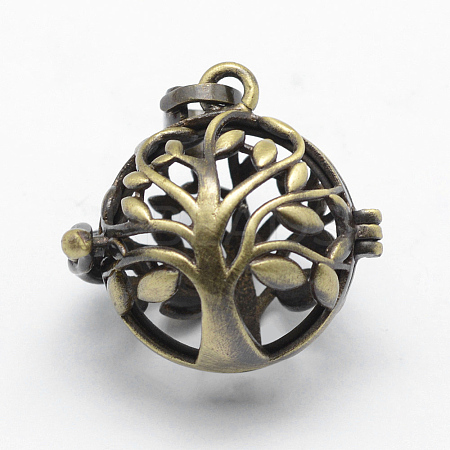 Brass Rack Plating Cage Pendants KK-F722-46AB-RS-1
