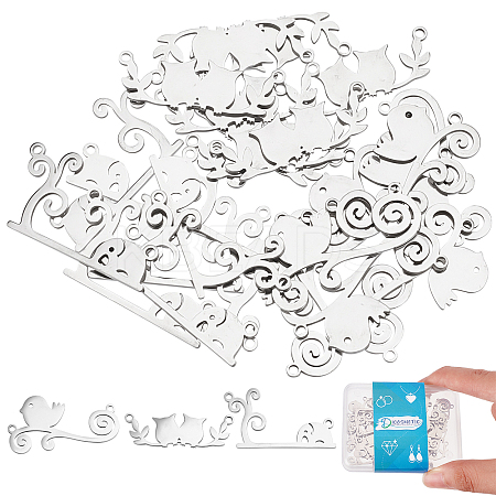 24Pcs 3 Styles 201 Stainless Steel Connector Charms STAS-DC0008-74-1