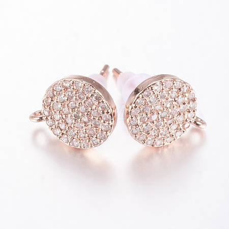Brass Micro Pave Cubic Zirconia Stud Earring Findings ZIRC-E132-13A-RG-1