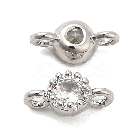 Brass Pave Clear Glass Connector Charms KK-F860-75P-02-1