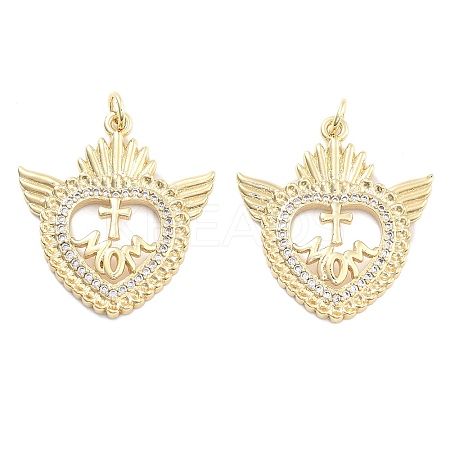 Brass Pave Cubic Zirconia Pendants KK-U009-10A-G-1