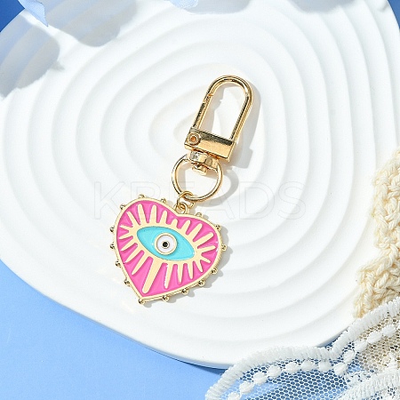 Heart with Evil Eye Alloy Enamel Pendant Decorations HJEW-YW00017-08-1
