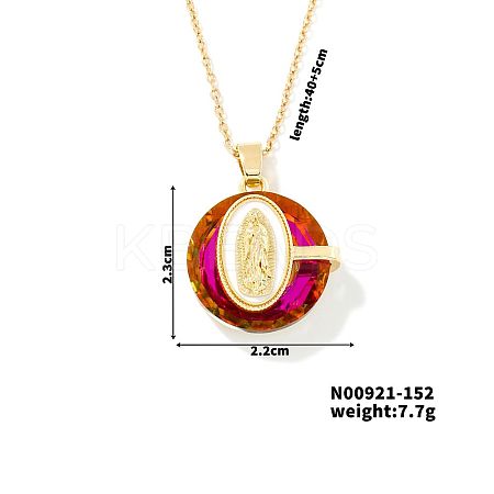 Luxury Fashionable American and European Style Brass Glass Virgin Mary Pendant Necklaces for Women LS-DB7560-7-1