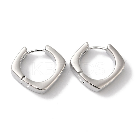 Rhombus Brass Hoop Earrings for Women EJEW-U008-07P-1