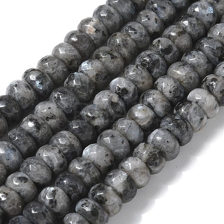 Faceted Natural Labradorite Rondelle Beads Strands X-G-K090-02-1