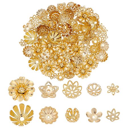 100Pcs 10 Styles Brass Bead Caps Sets KK-ME0001-92-1