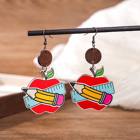 Teachers' Day Printed Wooden Dangle Earrings for Teachers FS-WG20E88-09-1