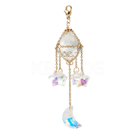 Stainless Steel Cable Chains Pouch Teardrop Pendant Decorations HJEW-TA00370-1