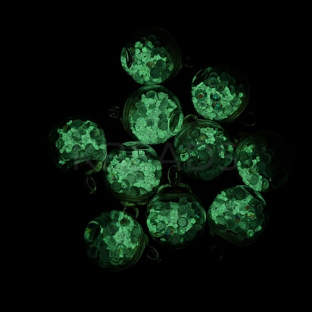 Glow in the Dark Luminous Glass Globe Pendants GLAA-WH0030-18A-1