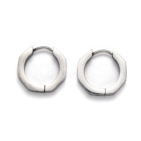 304 Stainless Steel Octagon Huggie Hoop Earrings STAS-H156-04A-P-1