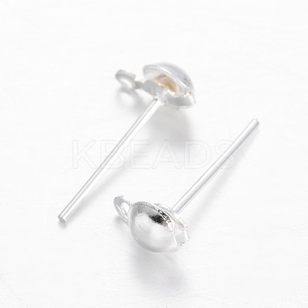 Brass Stud Earring Findings KK-F371-34S-1