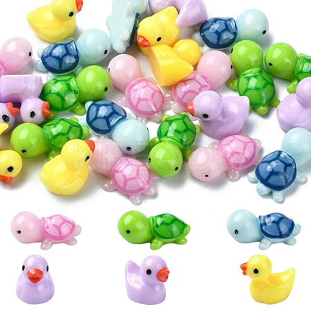 25Pcs 5 Styles Mini Tortoise & Duck Resin Display Decorations RESI-YW0001-61-1