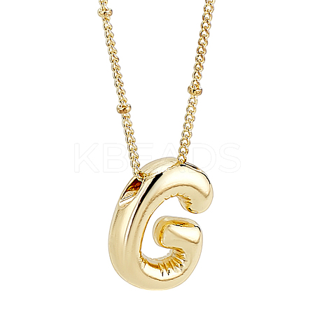 1pc Brass Chain with Alloy Letter Pendants Necklaces NJEW-LP0001-41G-G-1