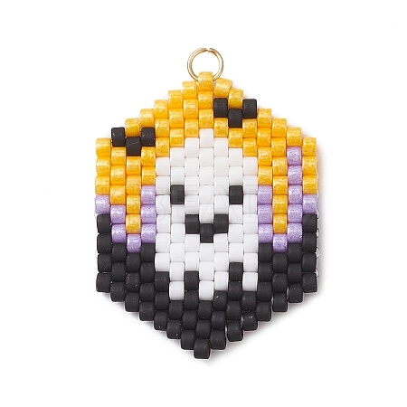 Hallowen Theme Glass Seed Beaded Pendants PALLOY-MZ00873-04-1