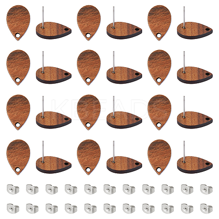 15 Pair Walnut Wood Stud Earring Findings STAS-UN0055-14A-1