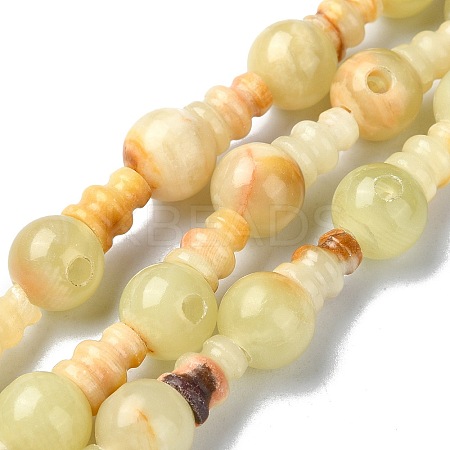 Natural Xiuyan Jade 3-Hole Guru Bead Strands G-K149-48-1