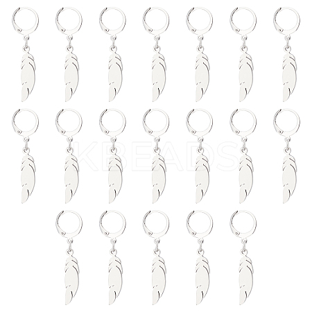 Unicraftale 20 Pairs Feather Dangle Leverback Earrings EJEW-UN0001-86-1