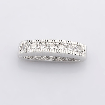 Oval Brass Micro Pave Cubic Zirconia Multi-Strand Links ZIRC-P004-27P-NR-1