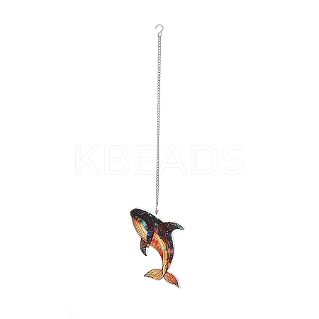 Stained Acrylic & Iron Suncatchers HJEW-F022-01A-1